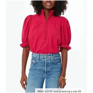 Tuckernuck Pomander Place Selena Raspberry Blouse Size L